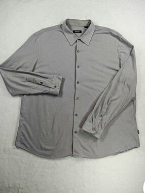DKNY Men's Gray Knit Long Sleeve Button Up Sport Shirt XXL 100% Cotton RN 16047
